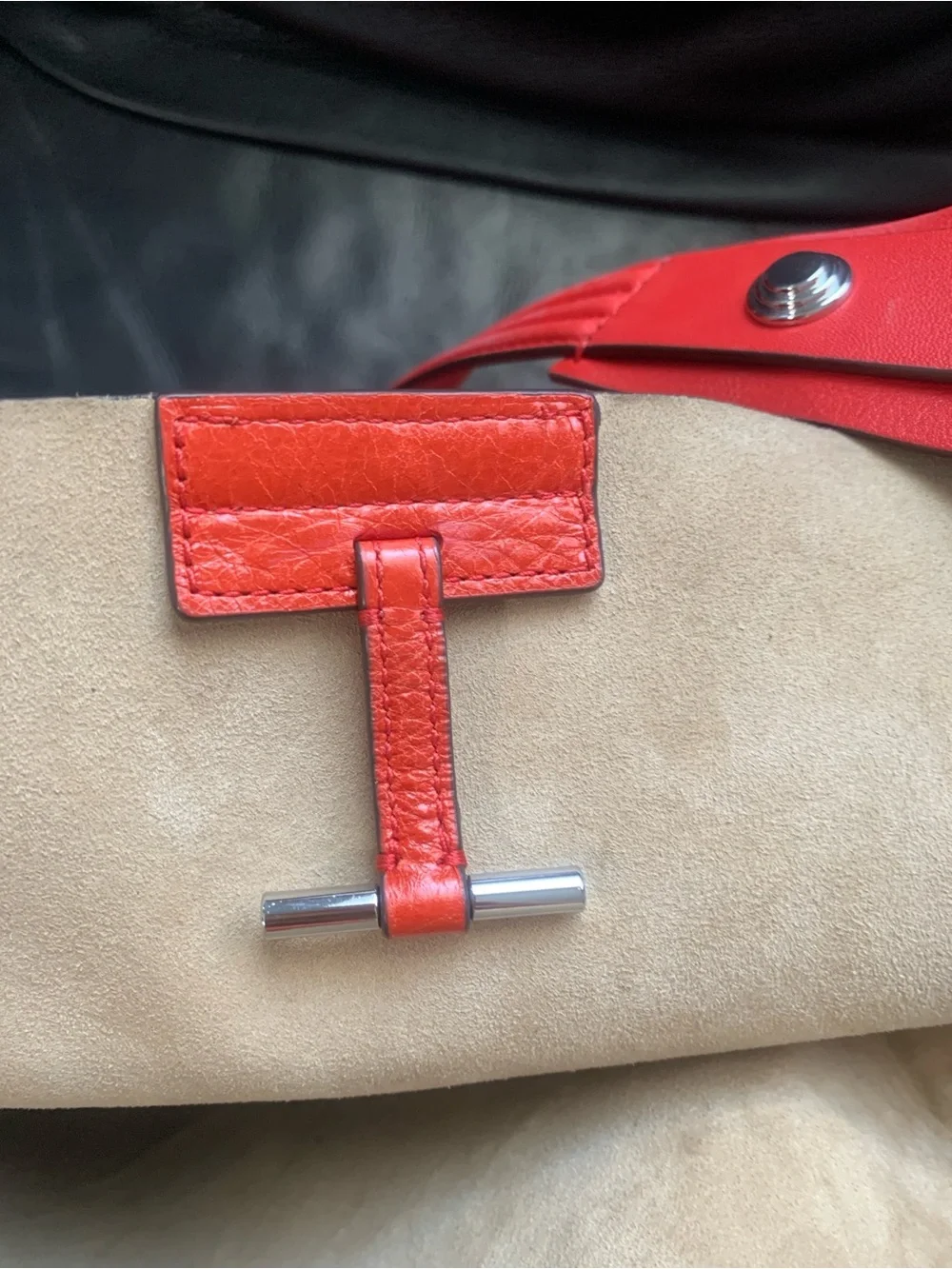 Tory Burch Rory Leather Tote Bag – Bright Coral / Orange Red